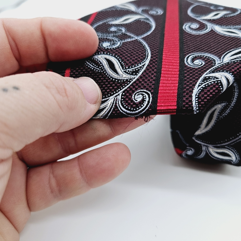 ENRO | 100% silk filigree & stripe neck tie - Picture 3 of 5